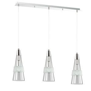 Emilisbon Pendant 3 Light E14 Linear Polished Chrome/Crystal