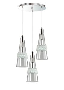 Emilisbon Pendant 3 Light E14 Round Polished Chrome/Crystal