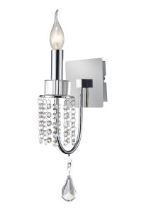 Emily Wall Lamp Switched 1 Light E14 Polished Chrome/Crystal