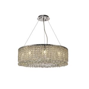 Empire 60cm Round Pendant Chandelier, 9 Light G9, Polished Chrome/Crystal