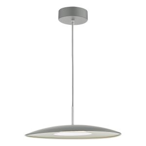 Enoch 1 Light 18W Integrated LED Matt Grey Adjustable Circular Pendant With Stainless Steel Details