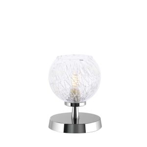 Esben 1 Light Touch Table Lamp Polished Chrome C/W Clear Glass Shade & Inner Wire Detail
