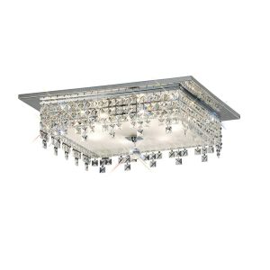 Esta Flush Ceiling Square 6 Light G9 Polished Chrome/Glass/Crystal