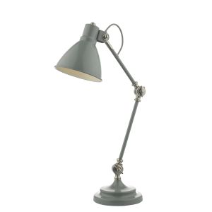 Eunice 1 Light E27 Grey & Satin Nickel Adjustable Head Task Lamp With Inline Switch
