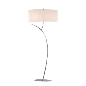 Eve Floor Lamp 2 Light E27, Polished Chrome With White Oval Shade