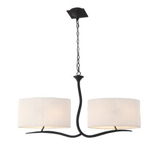 Eve Linear Pendant 2 Arm 4 Light E27, Anthracite With White Oval Shades