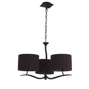 Eve Pendant 3 Light E27, Anthracite With Black Round Shades