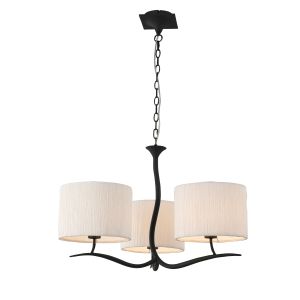 Eve Pendant 3 Light E27, Anthracite With White Round Shades
