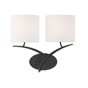 Eve Wall Lamp 2 Light E27, Anthracite With White Oval Shades