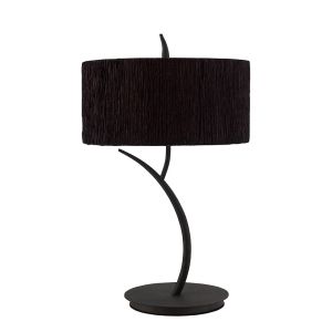Eve Table Lamp 2 Light E27 Large, Anthracite With Black Round Shade