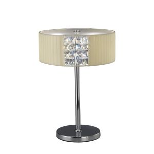 Evelyn Table Lamp Round With Ccrain Shade 2 Light E27 Polished Chrome/Crystal