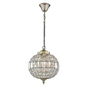 Ansel 1 Light E27 Antique Brass Pendant