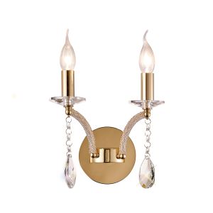 Fiore Wall Lamp Switched 2 Light E14 French Gold/Crystal