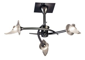 Flavia Semi Flush Round 3 Light G9, Black Chrome