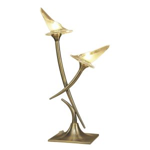Flavia Table Lamp 2 Light G9, Antique Brass