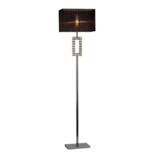 Florence Rectangle Floor Lamp With Black Shade 1 Light E27 Polished Chrome/Crystal
