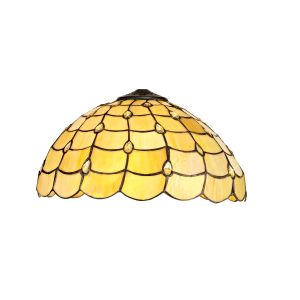 Florence Tiffany 40cm Shade Only Suitable For Pendant/Ceiling/Table Lamp, Beige/Clear Crystal