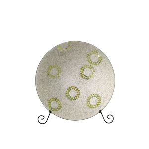 (DH) Floretta Mosaic Platter Green/Silver/White