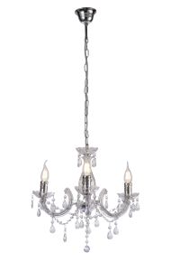 Floria 48cm Chandelier With Acrylic Sconce & Acrylic Droplets 3 Light E14 Polished Chrome Finish