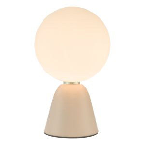 Francesca 1 Light G9 Pink Table Lamp With Inline Switch C/W Whie Opal Glass Globe Shade