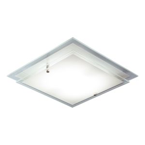 Frame 1 Light R7s Satin Chrome Flush Fitting With Frosted & Clear Glass Shade