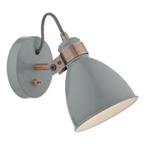 Frederick 1 Light E14 Grey With Copper Metalwork Adjustable Wall Spotlight With Toggle Switch