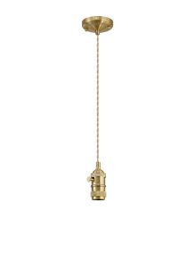 Frida Switched Pendant Light Kit 1.5m, 1 x E27, Brass / Pale Gold 2 Core Twisted Cable