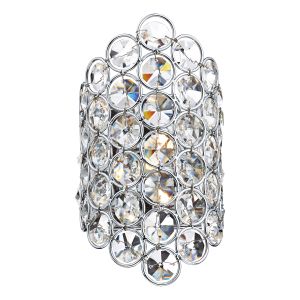 Frost 1 Light G9 Polished Chrome Wall Light With Clear Faceted Crystal & Rocker Switch