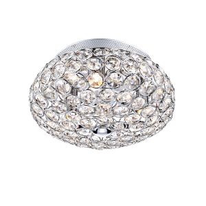 Frost 3 Light G9 Polished Chrome Flush Fitting With Clear Faceted Crystal
