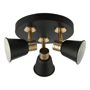 Fry 3 Light GU10 Black With Rose Gold Detail Adjustable Spotlight Fitting