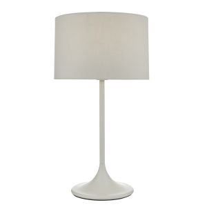 Funchal 1 Light E27 Grey Table Lamp With Inline Switch C/W Grey Cotton Shade