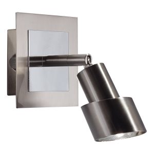 Futura Single LED Wall Spotlight Polished Chrome/Satin Chrome Finish Switched