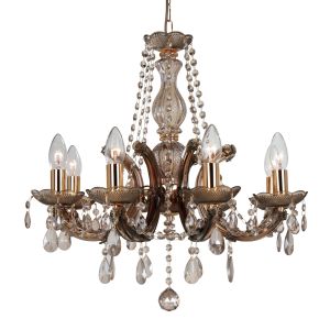 Gabrielle Chandelier With Acrylic Sconce & Glass Droplets 8 Light E14 Mink Finish