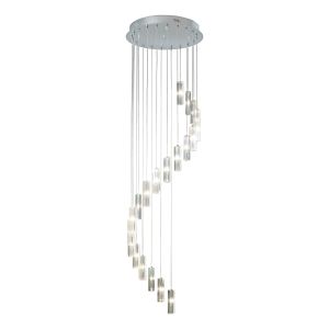 Galileo 20 Light 40W Integrated LED Polished Chrome Adjustable 2m Cluster Pendant With Crystal Glass Shades