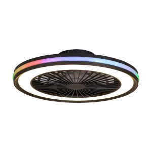 Gamer 60W LED Dimmable White/RGB Ceiling Light With Built-In 26W DC Reversible Fan, c/w Remote Control, 4200lm, Black