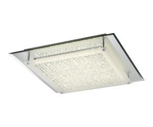 Gina Flush Ceiling, 500mm Square, 24W 1900lm LED 4000K Polished Chrome/Crystal