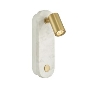 Dar GOB0712 Gobi Single Wall Light Marble Effect/Satin Brass LED Finish