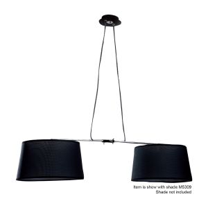 Habana Linear Pendant 2 Light With Adjustable Body WITHOUT SHADE E27 Black/Polished Chrome