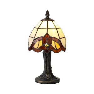 Hampton Tiffany Table Lamp, 1 x E14, Ccrain/Amber/Clear Crystal Shade