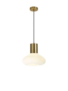 Hark Wide Pendant, 1 x E27, Aged Brass/Opal Glass