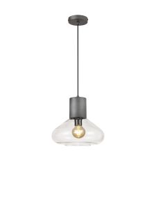 Hark Wide Pendant, 1 x E27, Pewter/Clear Glass