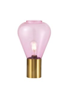 Hark Narrow Table Lamp, 1 x E27, Aged Brass/Lilac Glass