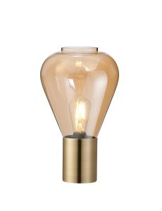 Hark Narrow Table Lamp, 1 x E27, Antique Brass/Amber Glass