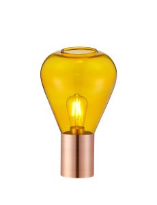 Hark Narrow Table Lamp, 1 x E27, Antique Copper/Yellow Glass