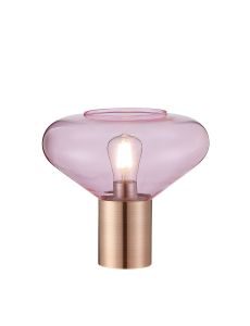 Hark Wide Table Lamp, 1 x E27, Antique Copper/Pink Glass