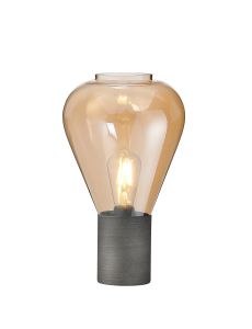 Hark Narrow Table Lamp, 1 x E27, Pewter/Amber Glass