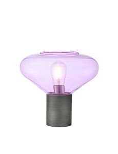 Hark Wide Table Lamp, 1 x E27, Pewter/Lilac Glass