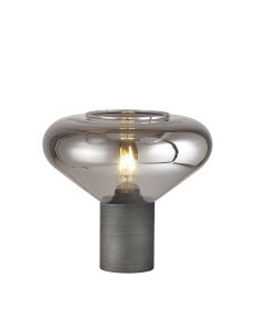 Hark Wide Table Lamp, 1 x E27, Pewter/Smoke Plated Glass