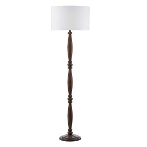 Hayward 1 Light E27 Dark Wood Effect Floor Lamp With Inline Foot Switch C/W Innsbruck Ivory Faux Silk Oval 45cm Shade