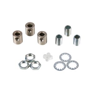 Hayes Metal Cable Grip Kit (3pcs) Satin Nickel, c/w 10mm Thread, Washer & Nut, Plastic Grub Screws